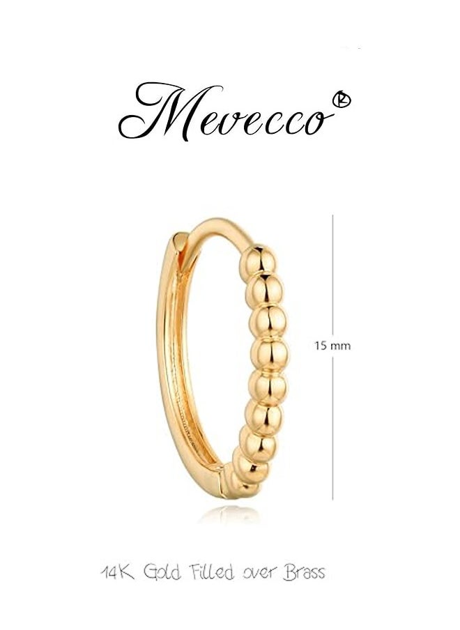 Mevecco - Women Huggie Earrings Gold Hoop 14K Gold Filled Small Simple Handmade Hypoallergenic Everyday Jewelry - Image 1