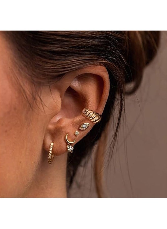 Mevecco - Women Huggie Earrings Gold Hoop 14K Gold Filled Small Simple Handmade Hypoallergenic Everyday Jewelry - Image 1