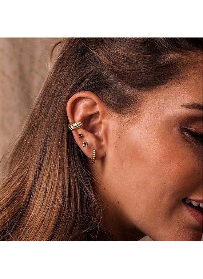 Mevecco - Women Huggie Earrings Gold Hoop 14K Gold Filled Small Simple Handmade Hypoallergenic Everyday Jewelry - Image 1