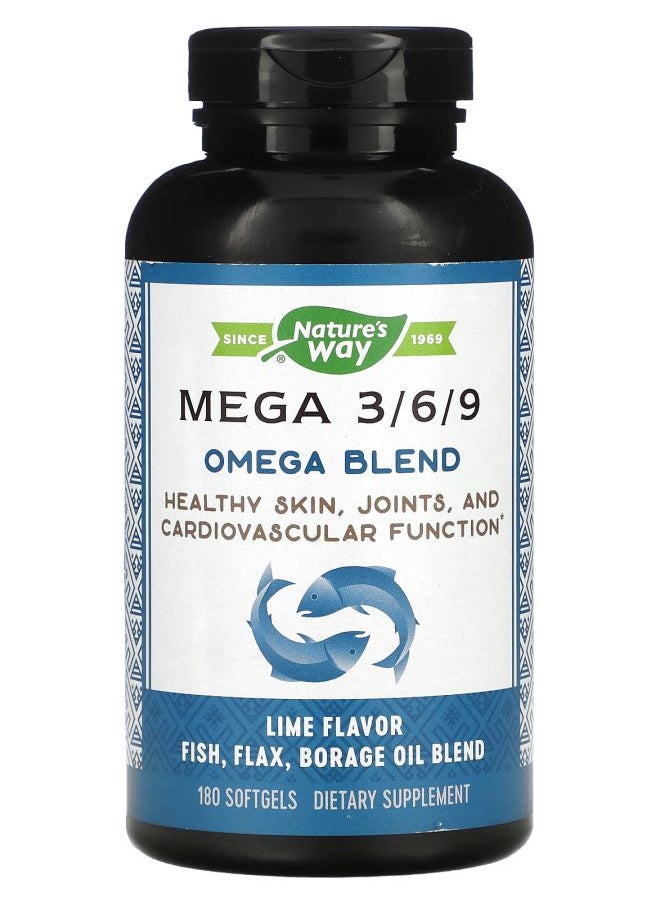 Nature's Mega 3/6/9 Omega Blend Lime  180 Softgels 