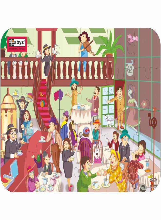 ABYZ Wooden Jigsaw Puzzle – Restaurant Playset for Fun Educational & Little Explorers, 24-Pieces Fun Games with Multicolor | Birthday Gift for (4-6 Years) Age Kids. - Image 1