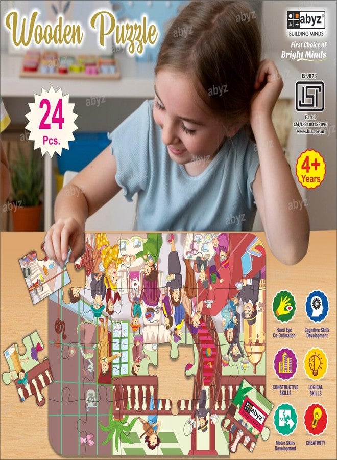 ABYZ Wooden Jigsaw Puzzle – Restaurant Playset for Fun Educational & Little Explorers, 24-Pieces Fun Games with Multicolor | Birthday Gift for (4-6 Years) Age Kids. - Image 4