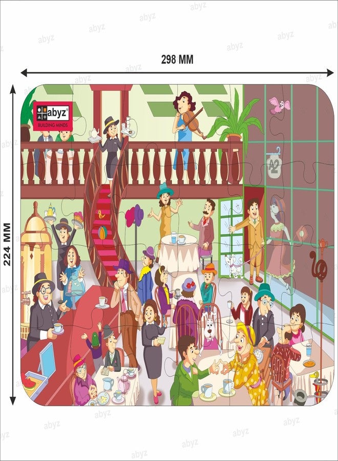 ABYZ Wooden Jigsaw Puzzle – Restaurant Playset for Fun Educational & Little Explorers, 24-Pieces Fun Games with Multicolor | Birthday Gift for (4-6 Years) Age Kids. - Image 2
