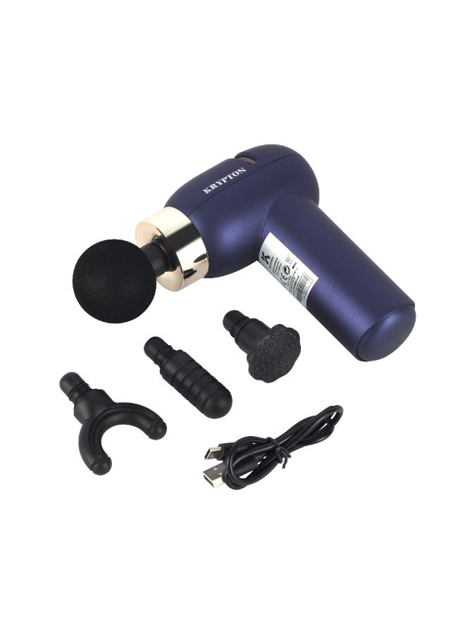 Krypton Muscle Massage Gun (KNM6401) – 6 Speed Levels, 4 Interchangeable Heads, Ergonomic Grip | Soothe Muscles, Improve Circulation, Full-Body Recovery | Blue - Image 2
