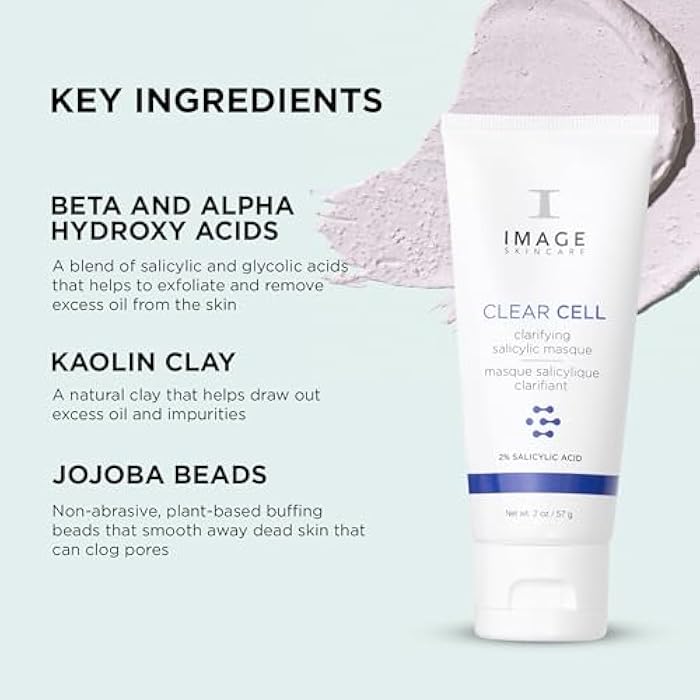 IMAGE Skincare, CLEAR CELL Clarifying Salicylic Masque, Exfoliating Kaolin Clay Facial Mask with Mattifying Effect, Targets Acne Prone Skin, 2oz - Image 4
