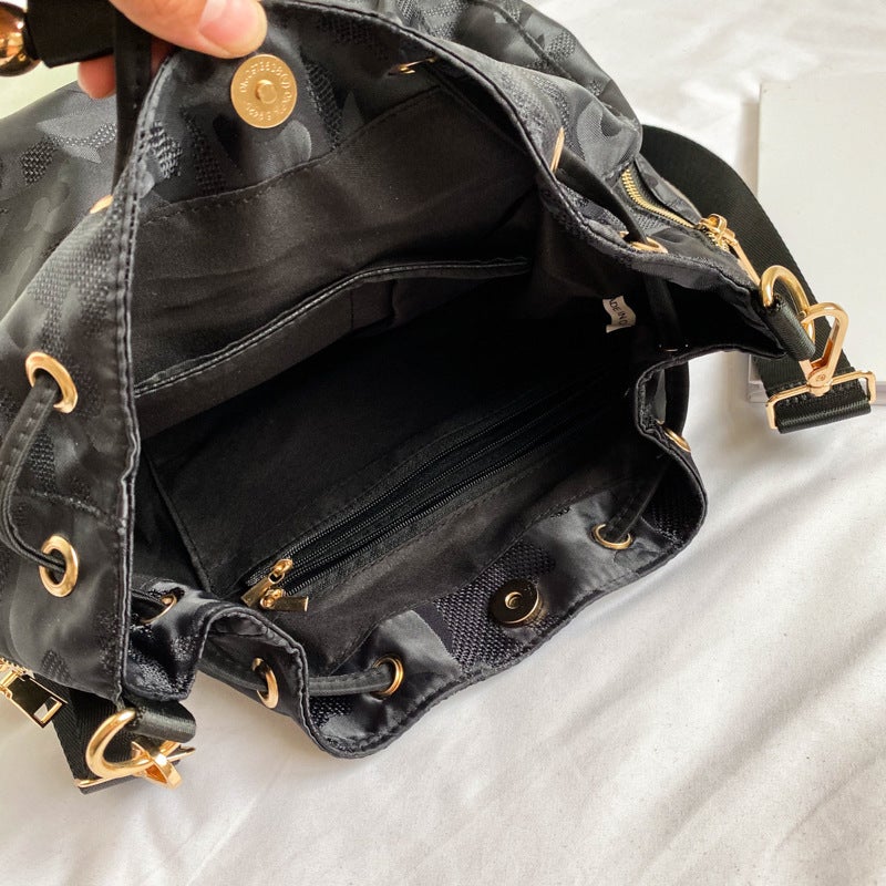 2023 Fashion Oxford Cloth Bucket Bag Joker Drawstring Shoulder Diagonal Bag Women'S Bag A Generation Of Hair - Image 5