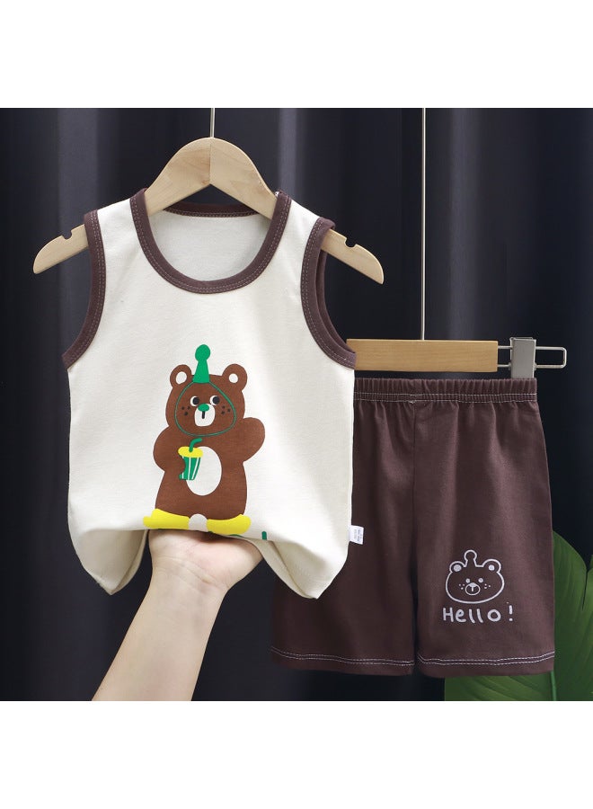 Children's Vest Suit Summer Pure Cotton Boys New Girls Shorts Clothes Korean Style Baby Suit Children's Clothing
