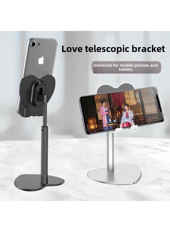 Tablet Retractable Lazy Bracket Mobile Phone Universal Multi-function Desktop Live Streaming Dedicated Ipad Love Support Frame-Color:Plastic Love Bracket Powder - Image 2