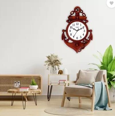 Kadio Analog 39 cm X 26 cm Wall Clock (Red, with Glass, Standard) - Image 4