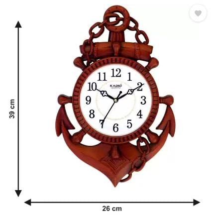 Kadio Analog 39 cm X 26 cm Wall Clock (Red, with Glass, Standard) - Image 3