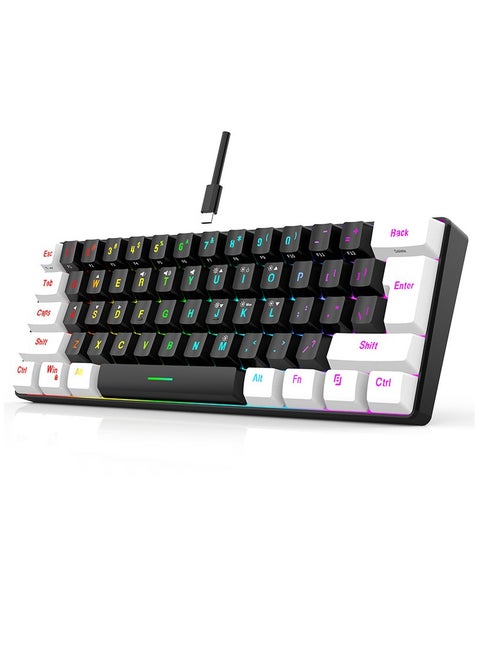 لوحة مفاتيح للألعاب ذات 61 مفتاحًا RGB سلكية صغيرة بنسبة 60% مقاومة للماء للاعبين