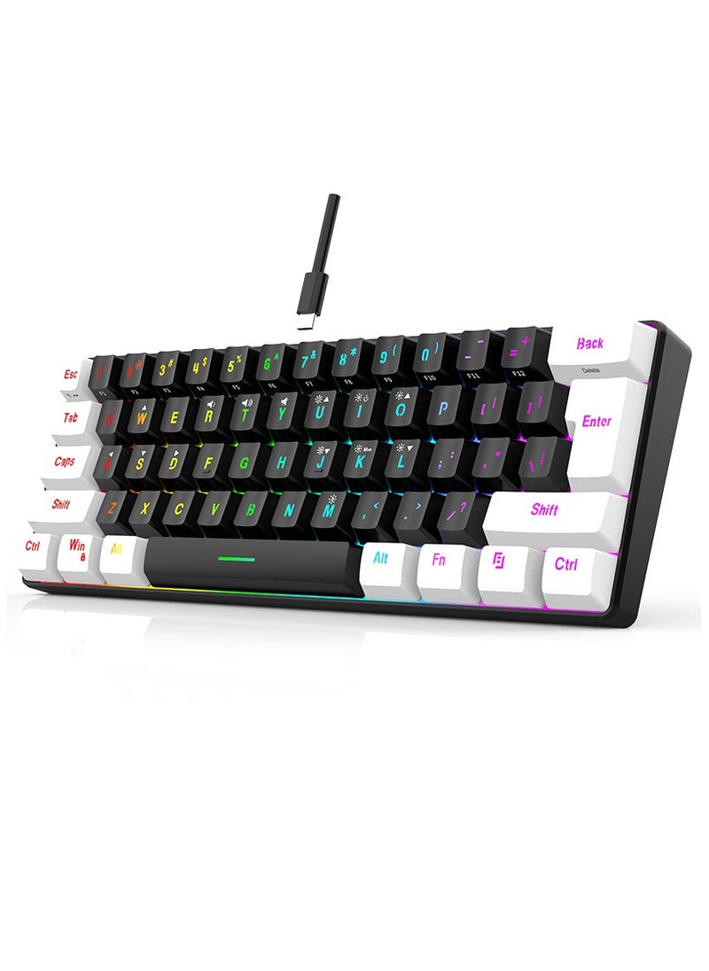 FLOWING 61 Keys RGB Gaming Keyboard 60% Mini Wired Waterproof For Gamer  - Image 1