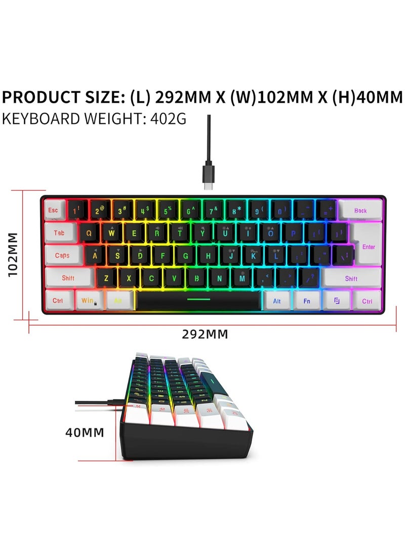 فلوينغ - لوحة مفاتيح للألعاب ذات 61 مفتاحًا RGB سلكية صغيرة بنسبة 60% مقاومة للماء للاعبين - Image 1