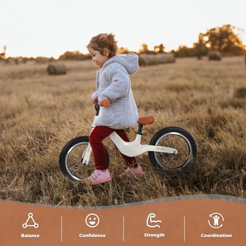 Birtech 14 Kids Balance Bike for 3456 Year Old Boys and Girls Air Tires with Magnesium Alloy Frame Lightweight No Pedal Toddler Training Bicycle White - Image 5