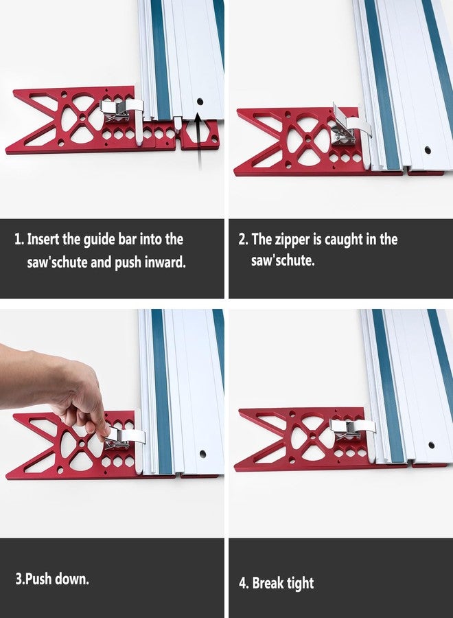 ViewReal Aluminum Track Saw Square Guide 13.4"CNC Milled 90° Right Angle Stop for Circular Saws, Compatible with Festool & Makita Rails - Durable, Easy-Install, Precise Woodworking Tool - Image 4