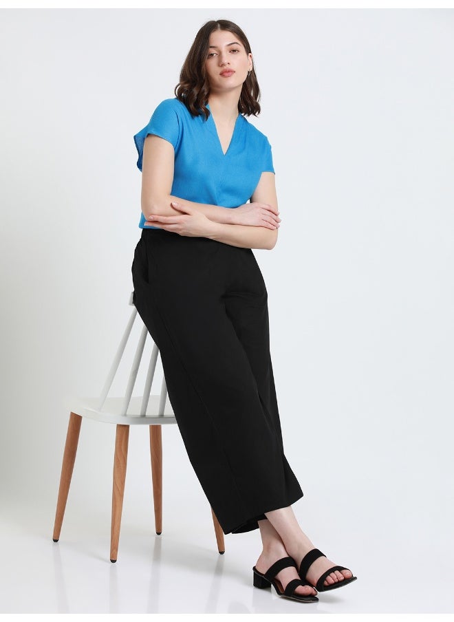 Dennis Lingo Blue Top for Women - Viscose Moss, Regular Fit  - Image 1