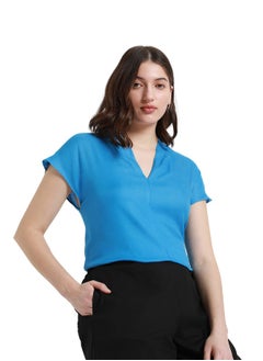 Dennis Lingo Blue Top for Women - Viscose Moss, Regular Fit  - Image 2
