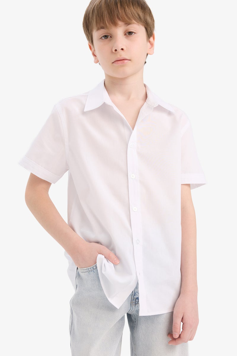 DeFacto White Boy Boy Polo Collar Poplin Long Sleeve Shirt Casual - Image 1