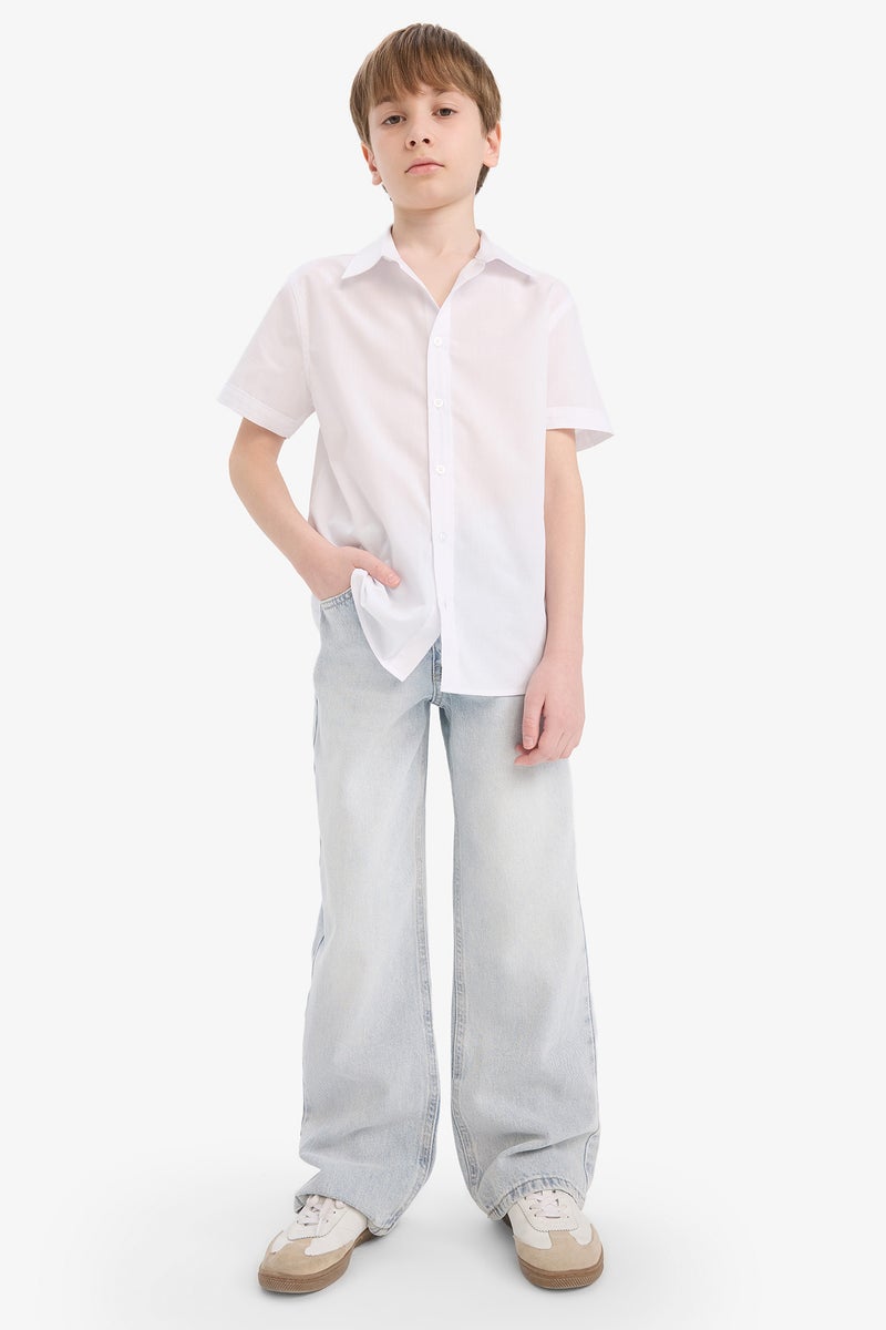 DeFacto White Boy Boy Polo Collar Poplin Long Sleeve Shirt Casual - Image 2