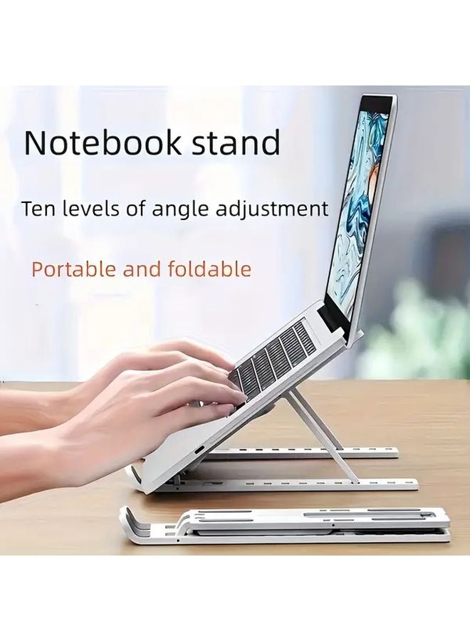 حامل كمبيوتر محمول أبيض قابل للتعديل وقابل للطي، حامل مكتبي محمول للتبريد لأقل من 13.3 بوصة - Image 3