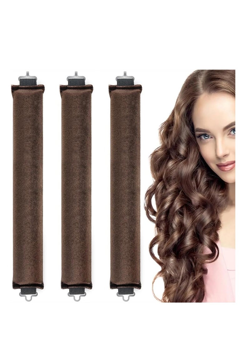 بريميفي مجموعة 3 قطع من قضبان تجعيد الشعر بدون حرارة مع خطافات - بني - Image 1