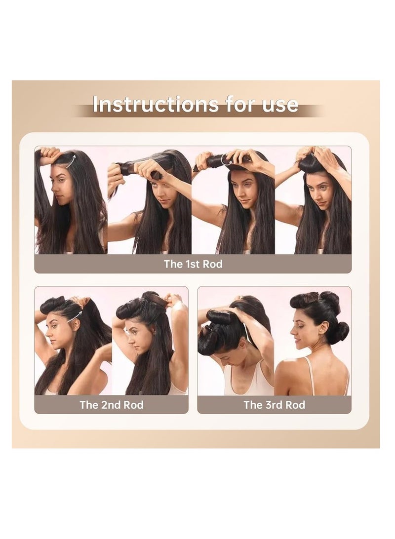 بريميفي مجموعة 3 قطع من قضبان تجعيد الشعر بدون حرارة مع خطافات - بني - Image 4