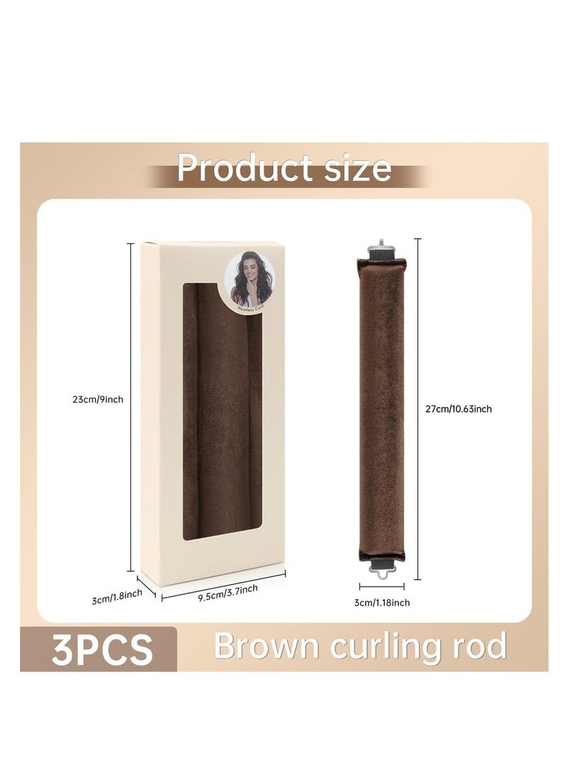 بريميفي مجموعة 3 قطع من قضبان تجعيد الشعر بدون حرارة مع خطافات - بني - Image 5