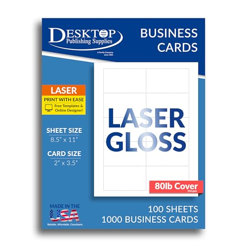 Desktop Publishing Supplies Glossy Business Cards for Laser Printers - 2" x 3 1/2" - 10 per sheet (1,000 Business Cards) - Image 5