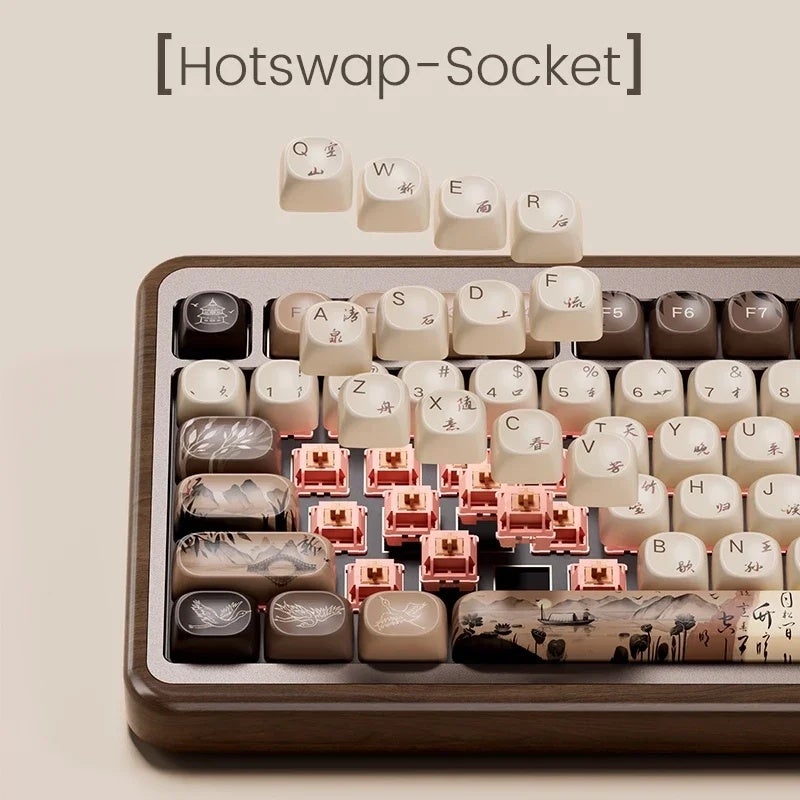 Akko MU01 Ansi and MU02 ISO Mountain Seclusion Wooden Mechanical Gaming Keyboard Hot-Swap 2.4G Wireless Type-C Wired - Image 5