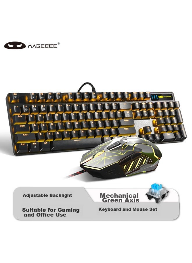 Magegee Mechanical Storm Mechanical Keyboard And Mouse Set With Backlight, Gaming Keyboard And Mouse Combo For Desktop And Laptop, E-sports Mechanical Keyboard And Mouse Set, Black With Orange Backlight, Blue Switch - Image 1
