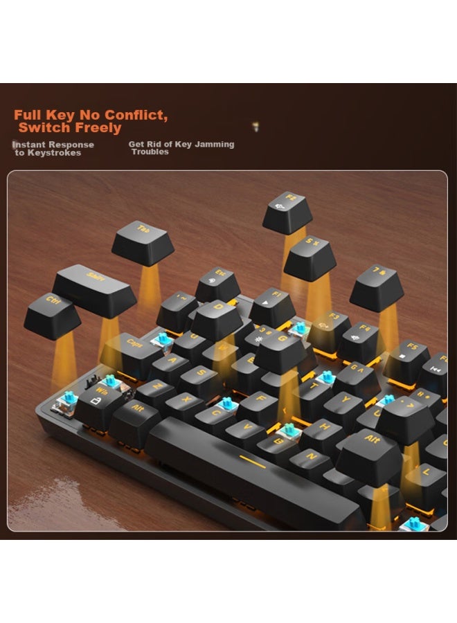 Magegee Mechanical Storm Mechanical Keyboard And Mouse Set With Backlight, Gaming Keyboard And Mouse Combo For Desktop And Laptop, E-sports Mechanical Keyboard And Mouse Set, Black With Orange Backlight, Blue Switch - Image 3