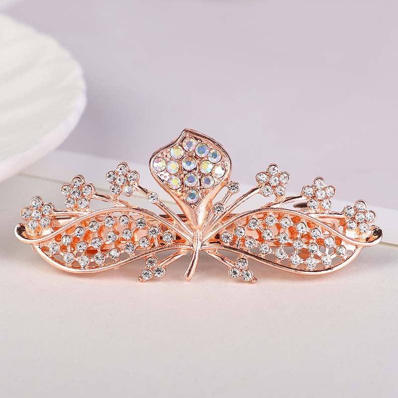 Korean Style Hair Clip Spring Clip Large Simple Ponytail Clip Horizontal Clip With Rhinestones Hair Accessory Elegant Hairpin For Women Bow Bangs - Image 4