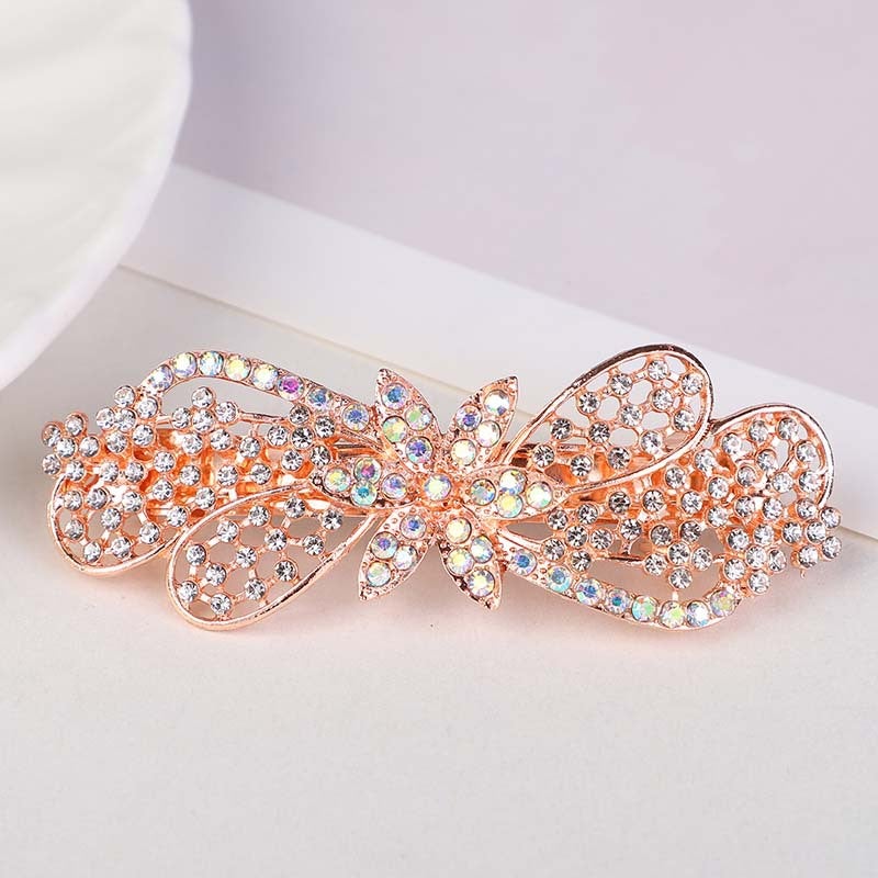 Korean Style Hair Clip Spring Clip Large Simple Ponytail Clip Horizontal Clip With Rhinestones Hair Accessory Elegant Hairpin For Women Bow Bangs - Image 1