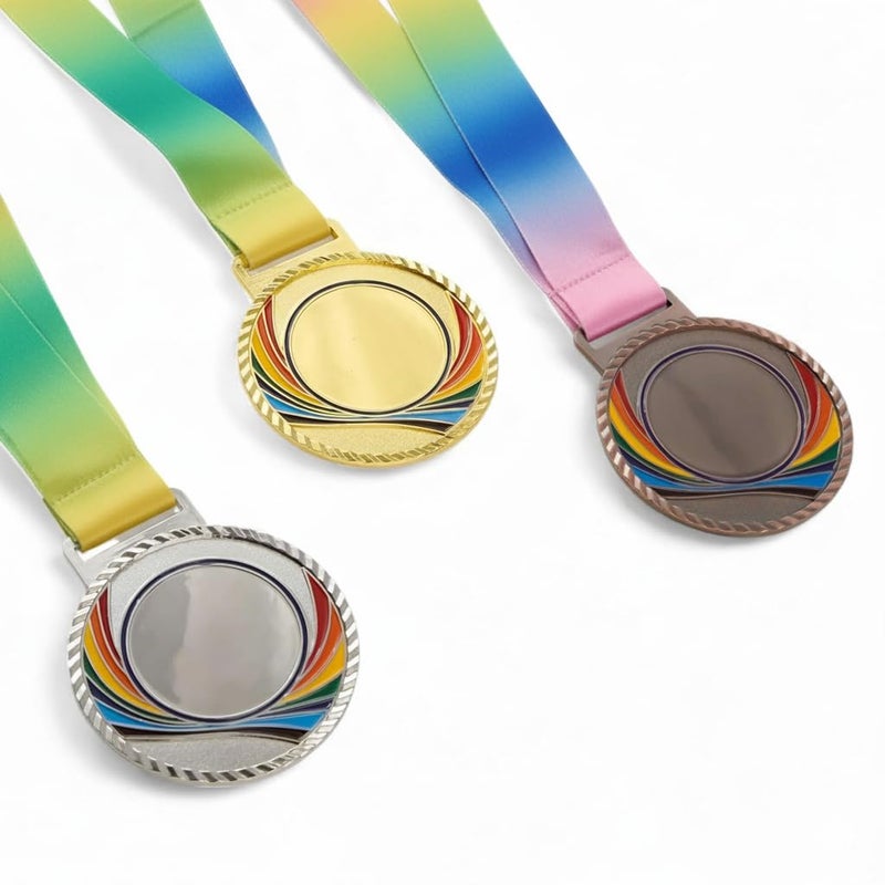 Canbee Sports Medal for School Winner, Olympic, Sports Champion, Cricket, Football, Badminton, Race, Volleyball, Basketball or Office RNR Rewards Madel (Premium - Set of 3 Gold, Silver, Browns) - Image 1