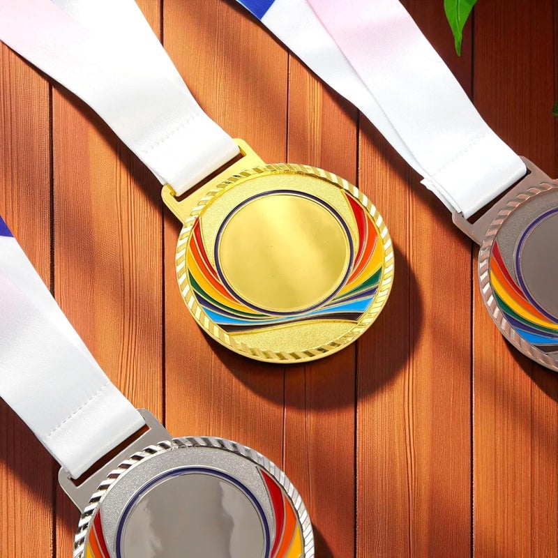 Canbee Sports Medal for School Winner, Olympic, Sports Champion, Cricket, Football, Badminton, Race, Volleyball, Basketball or Office RNR Rewards Madel (Premium - Set of 3 Gold, Silver, Browns) - Image 4