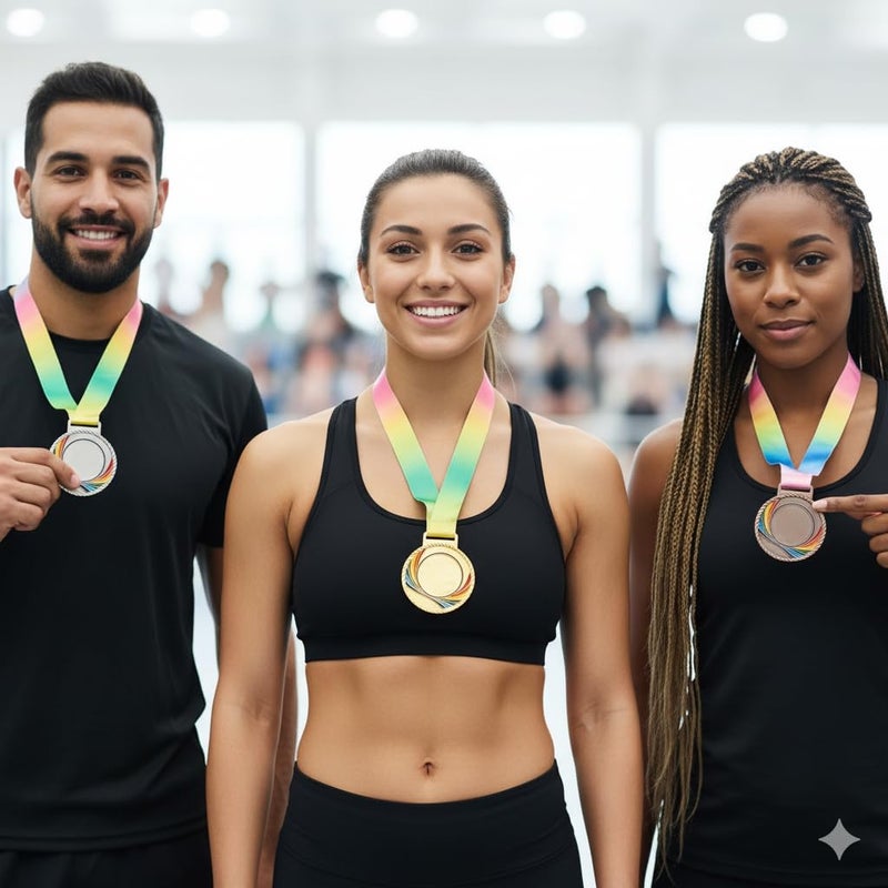 Canbee Sports Medal for School Winner, Olympic, Sports Champion, Cricket, Football, Badminton, Race, Volleyball, Basketball or Office RNR Rewards Madel (Premium - Set of 3 Gold, Silver, Browns) - Image 2