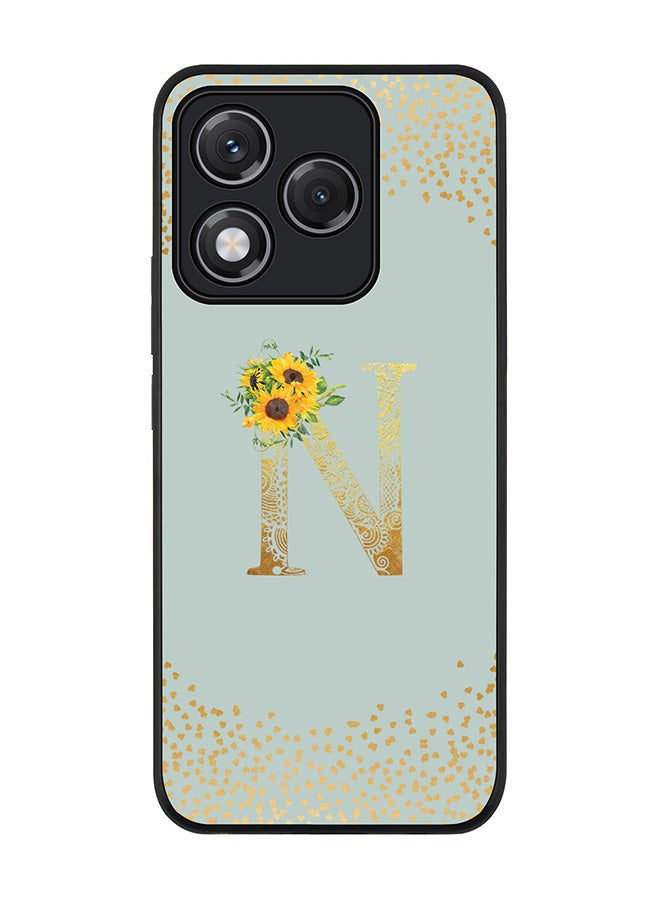 Stylizedd For Honor 400 Lite Case,Slim fit Camera Protection, Shockproof Thin Phone cover  - Custom Floral Monogram - N  (Light Grey ) - Image 1