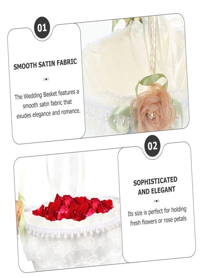 Generic - EXCEFORE, White Flower Girl Baskets for Wedding, Pearl Collection Vintage Lolita Flower Basket, Lace Basket for Eggs Candy Fruit Snack, Retro Decoration for Home, Photography Props - Image 1
