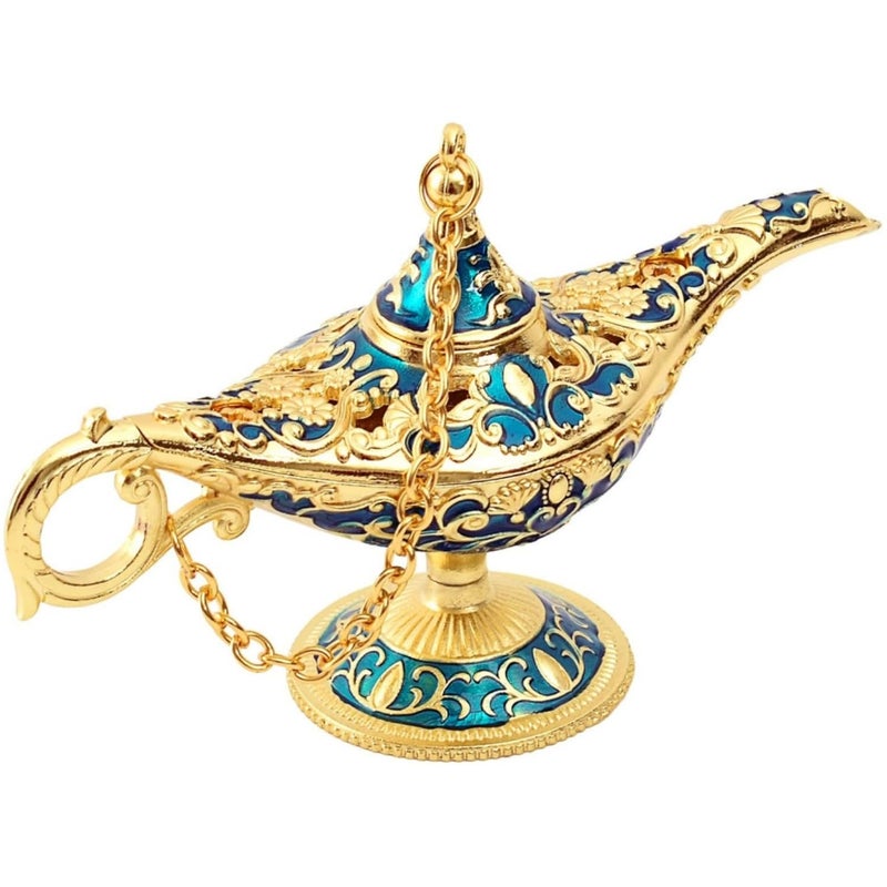 YWHWXB Vintage Aladdin Magic Lamp Genie Collectors EditionRare Classic Arabian Props Aladdin Pot and Delicate Gift for BirthdayPartyWedding Table DecorationGolden Blue 