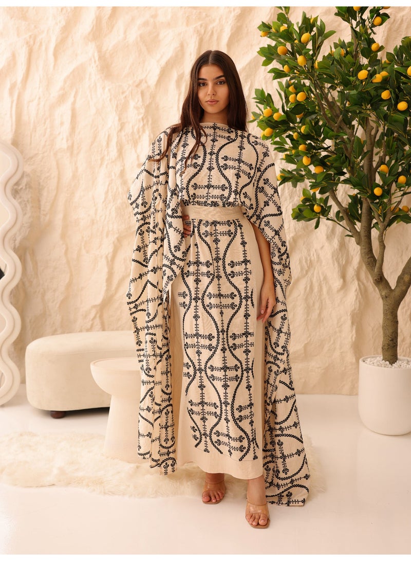 اكسا جلابية مطرزة هندسية فاخرة - Image 1