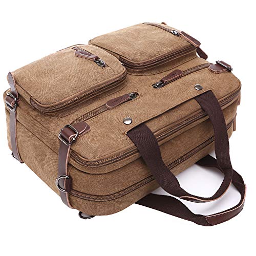 CROCOD 3 in 1 Convertible Laptop Backpack, 17.3 inch Messenger Bag for Men, Multi-Functional Travel Laptop Bag for College Men Women (17.3 Inch, Coffee) - Image 2