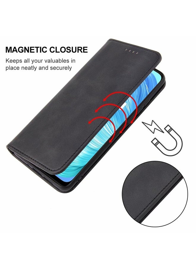 HuHa Case Cover For Realme V5 5G Magnetic Closure Leather Phone Case(Black) - Image 5