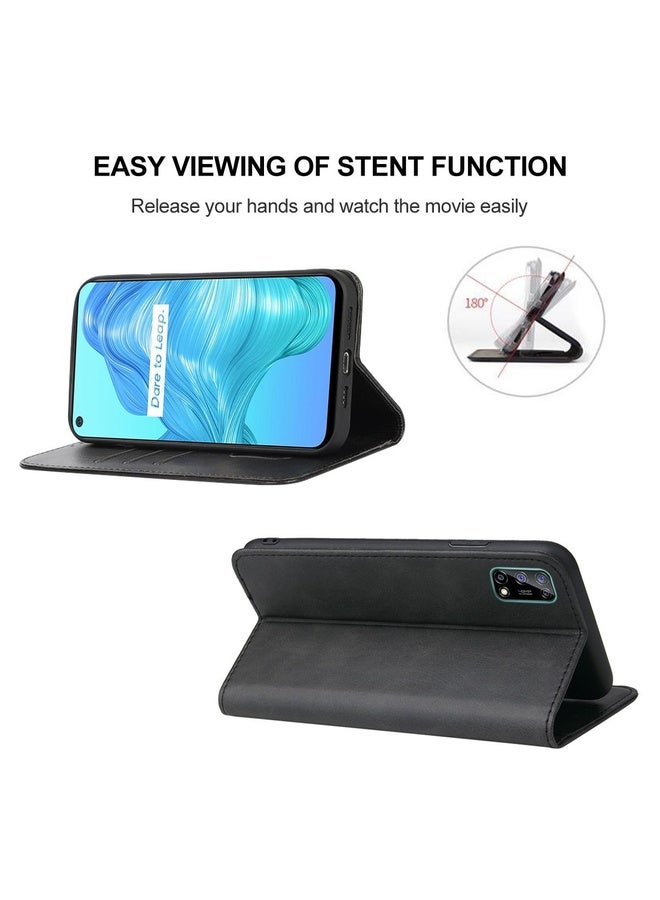 HuHa Case Cover For Realme V5 5G Magnetic Closure Leather Phone Case(Black) - Image 4