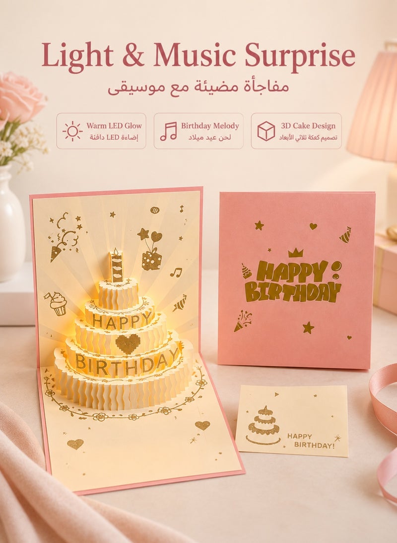 معجب بطاقة عيد ميلاد موسيقية ثلاثية الأبعاد منبثقة مع إضاءة LED - Image 2