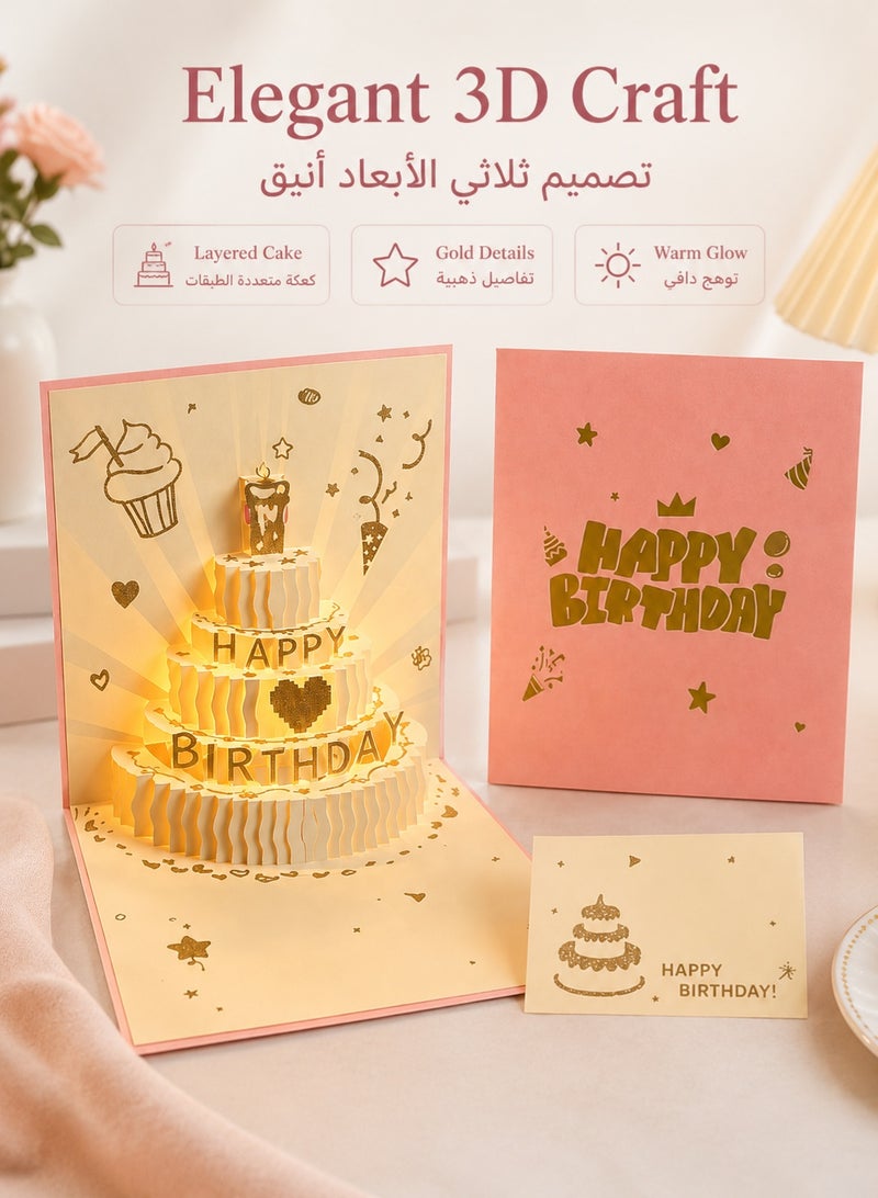 معجب بطاقة عيد ميلاد موسيقية ثلاثية الأبعاد منبثقة مع إضاءة LED - Image 5