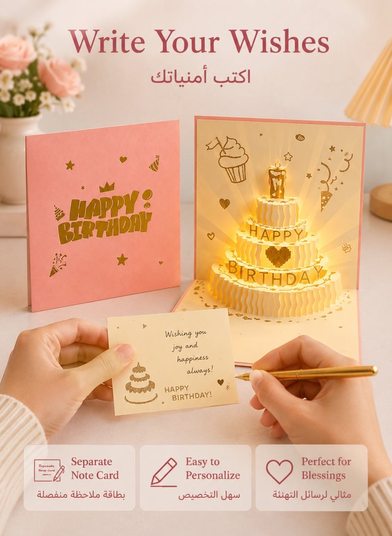 معجب بطاقة عيد ميلاد موسيقية ثلاثية الأبعاد منبثقة مع إضاءة LED - Image 3