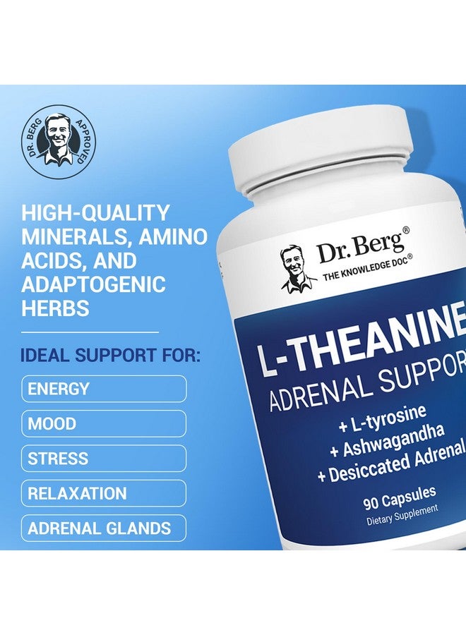 Dr. Berg Nutritionals Dr. Berg L-Theanine 200mg - Includes Zinc, Copper, L-Tyrosine, & Ashwagandha - L-Theanine Supplement Adrenal Support - for Relaxation, Stress Relief, and Mental Clarity* - 90 Gelatin Capsules - Image 2