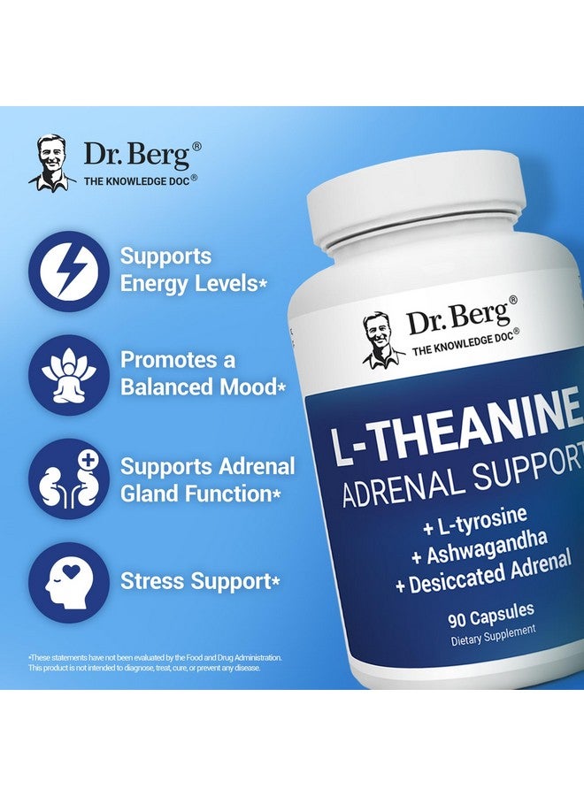 Dr. Berg Nutritionals Dr. Berg L-Theanine 200mg - Includes Zinc, Copper, L-Tyrosine, & Ashwagandha - L-Theanine Supplement Adrenal Support - for Relaxation, Stress Relief, and Mental Clarity* - 90 Gelatin Capsules - Image 3