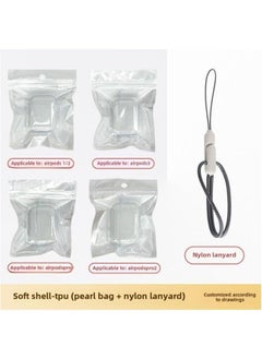 For Apple Headset Airpods4 Wireless Bluetooth Protective Cover TPU Transparent Material-Color:Tpu Soft Shell + Pearlescent Bag Nylon Lanyard-Applicable Models:Airpods4 Model: With Hanging Ears