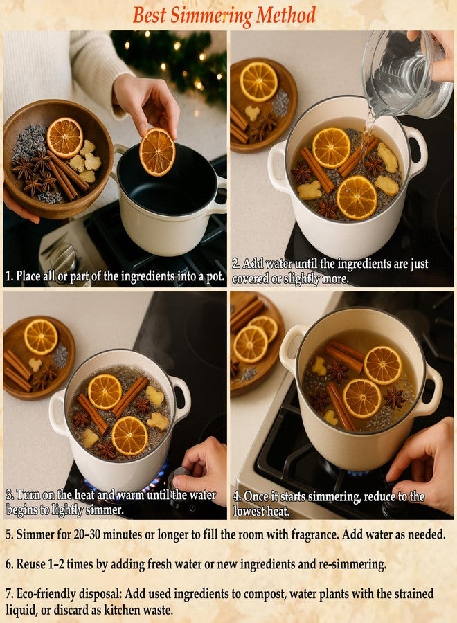 Pextian ٤٥ قطعة من حشوات أوعية البوتفوريه الخاصة بعيد الميلاد، بوتفوريه للطبخ على نار هادئة مع أعواد القرفة، اليانسون النجمي، شرائح البرتقال المجففة، مخاريط الصنوبر الصغيرة، التفاح، حشوات أوعية مزخرفة لتزيين المنزل الجديد، هدية مثالية للمضيفة - Image 4